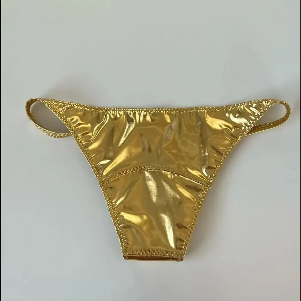 Lisa Marie Fernandez Y2K gold metallic foil bikini bottoms 0